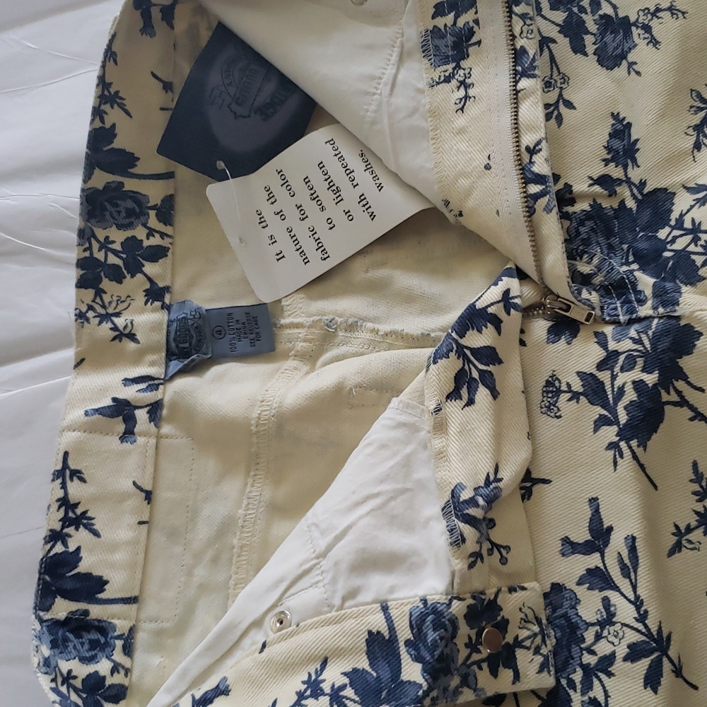 CAMBRIDGE New MOM Jeans Floral Print Ivory Blue Denim 100% Cotton NWT Womens🎉HP - Picture 7 of 14